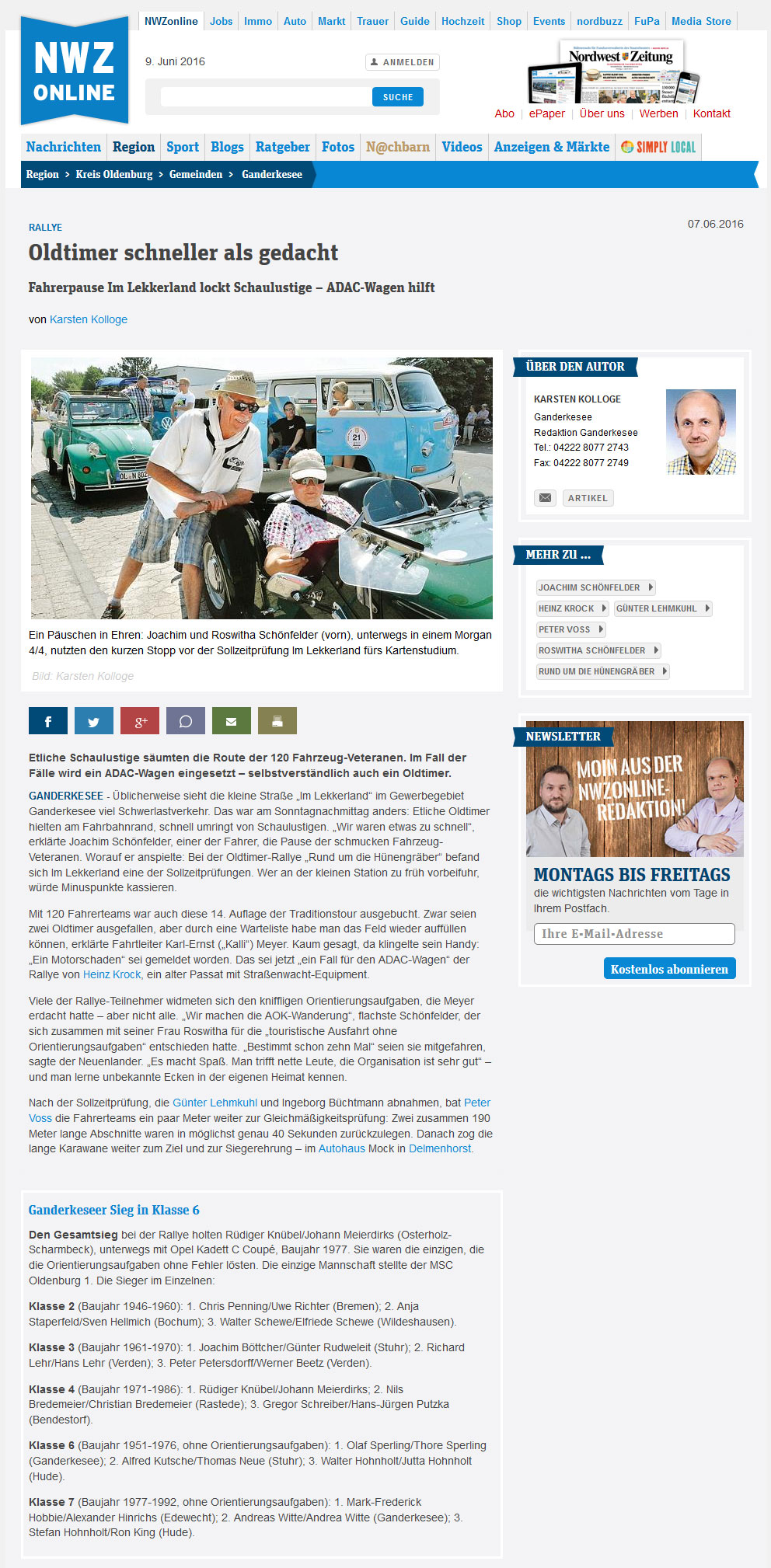 Read more about the article NWZ: Oldtimer schneller als gedacht